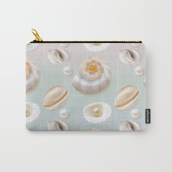Seashell Seashells Pearls on pastel multicolor backdrop on #Society6 Carry-All Pouch