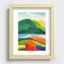 Sunset over the abstract hills Recessed Framed Print