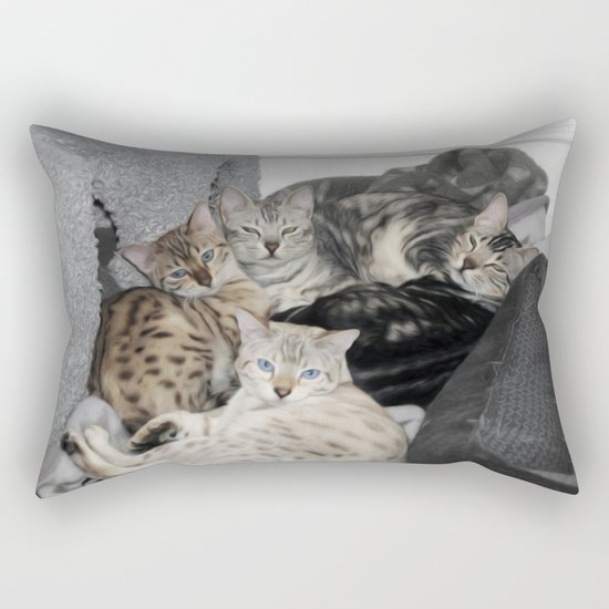 Bengal Cat Kitty Pile Rectangular Pillow