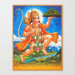 Lord Hanuman Lifting Mountain Canvas Print