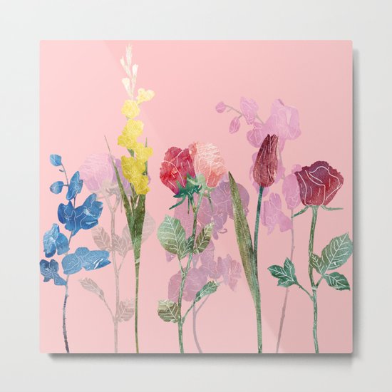 Flowers Four Pink Metal Print