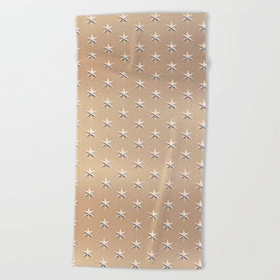 silver star pattern on gold Beach Towel