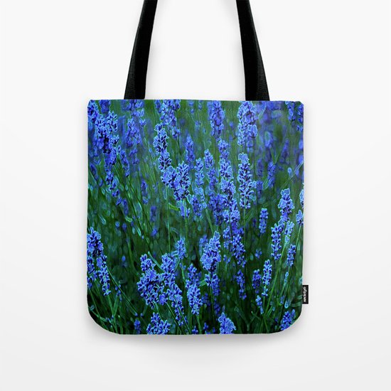 Glowing Blue Floral Tote Bag