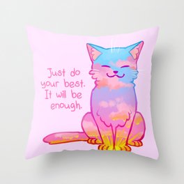 "Your Best is Enough" Sunset Cat Throw Pillow