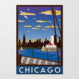 Chicago Art Deco Sail Travel Poster Canvas Print