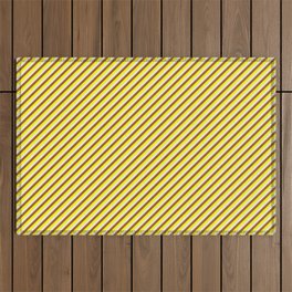 [ Thumbnail: Sienna, Yellow & Beige Colored Striped Pattern Outdoor Rug ]