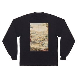 Antique 19th Century French Aubusson Tapestry Romantic Hunting Scene Long Sleeve T-shirt
