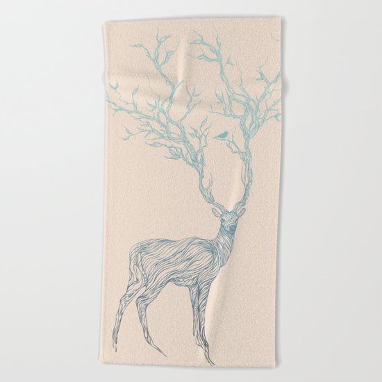 Blue Deer Beach Towel
