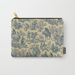 blue and yellow toile de Jouy Carry-All Pouch