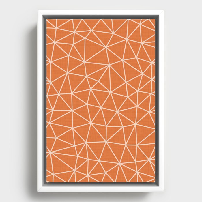 Vintage Orange & Cream Geometric Triangle Abstract Pattern Design Framed Canvas