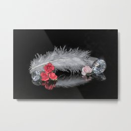 "Reflections" - Diamonds, Feathers & Flowers Metal Print | Feather, Digital, Closeup, Photo, Flowers, Macro, Minature, Diamonds 