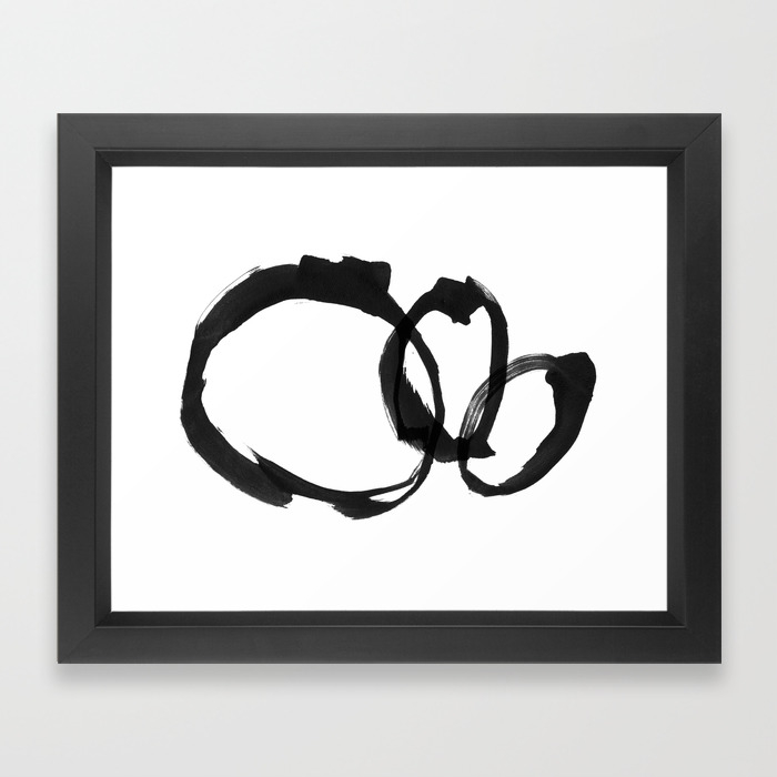Black And White Round Abstract Shapes Minimalist Ink Painting