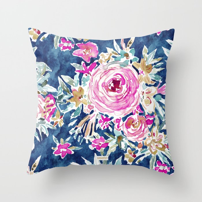 DEFLORABLE Pink Blue Floral Throw Pillow