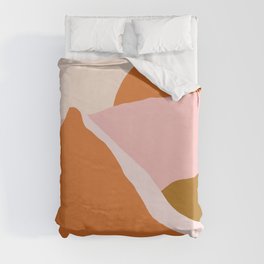 Pink and Orange Sunset Landscape in Contemporary Minimalism  Duvet Cover