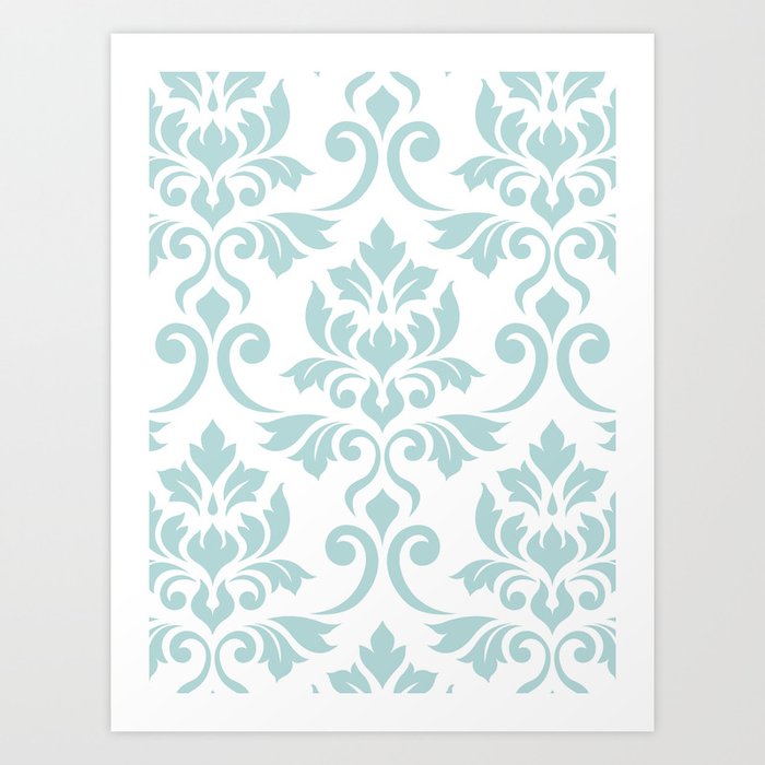 Feuille Damask Pattern Duck Egg Blue On White Art Print By Nataliepaskell Society6 Superfresco easy duck egg victorian damask wallpaper. feuille damask pattern duck egg blue on white art print by nataliepaskell