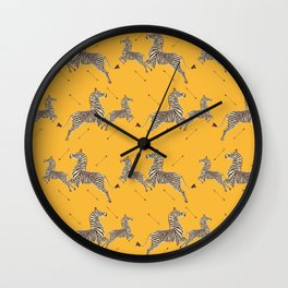 Royal Tenenbaums Zebra Wallpaper - Mustard Yellow Wall Clock