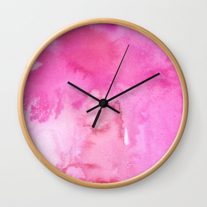 Abstract blush pink modern watercolor brushstrokes Wall Clock