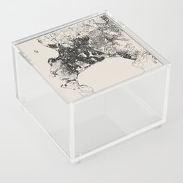 South Africa, Cape Town - Black and White City Map Drawing Acrylic Box
