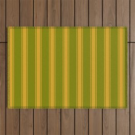 [ Thumbnail: Green & Goldenrod Colored Stripes/Lines Pattern Outdoor Rug ]