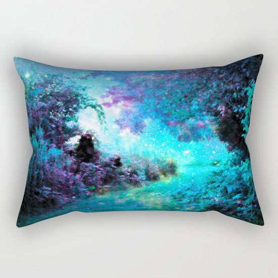 Fantasy Garden Path Turquoise Purple Rectangular Pillow