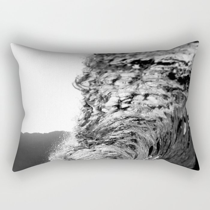 Aqua chrome a-frame wave surfing tunnel ocean portrait art black and white photograph / photography Rectangular Pillow