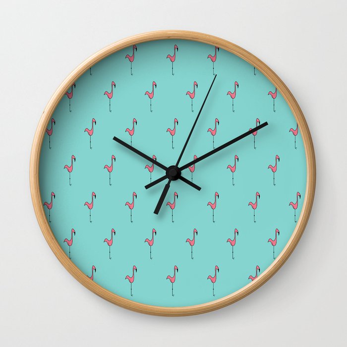 Flamingo Monogram- Teal Wall Clock