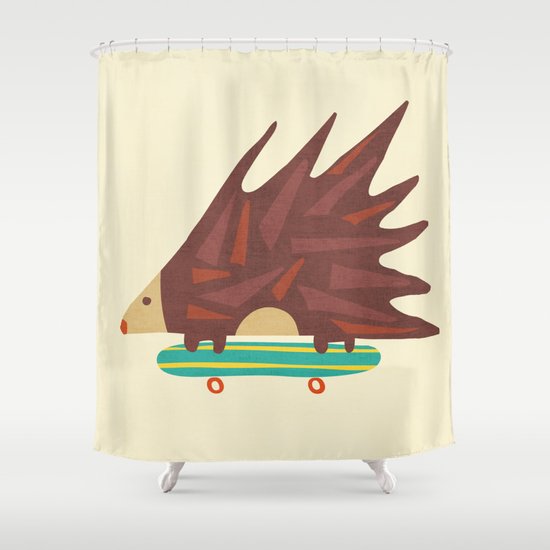 Hedgehog in hair raising speed Shower Curtain
