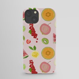 Repeating pattern of sliced fruit and berries iPhone Case