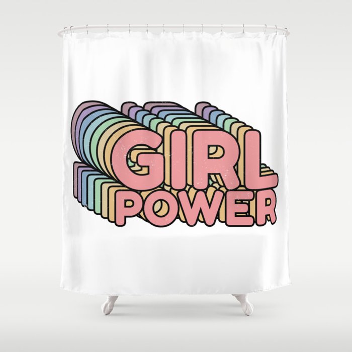 Girl Power grl pwr Retro Shower Curtain