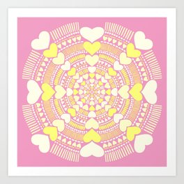 Heart Mandala in Pink Lemonade Art Print