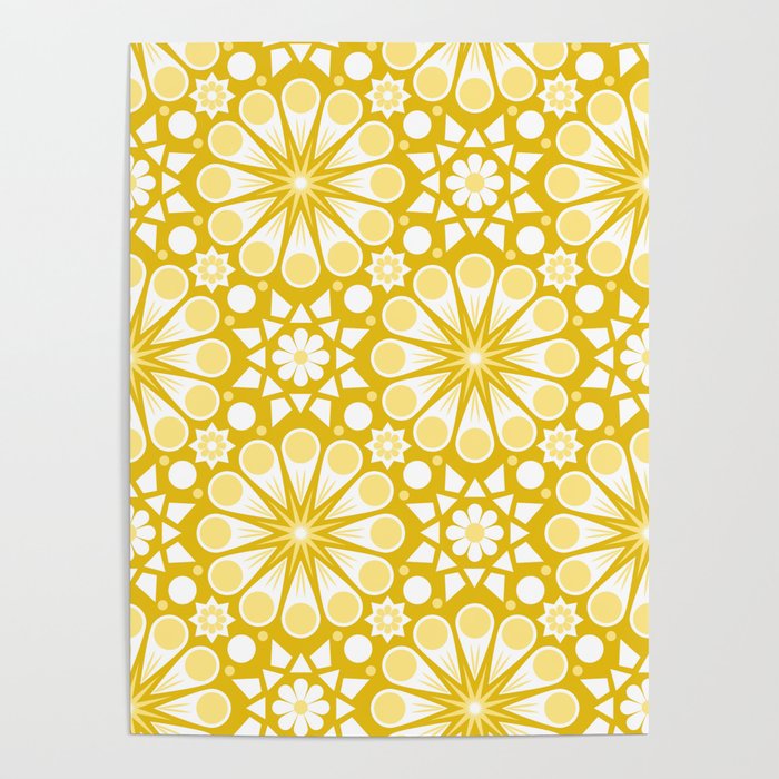 Retro Geometric Floral - Large Poster