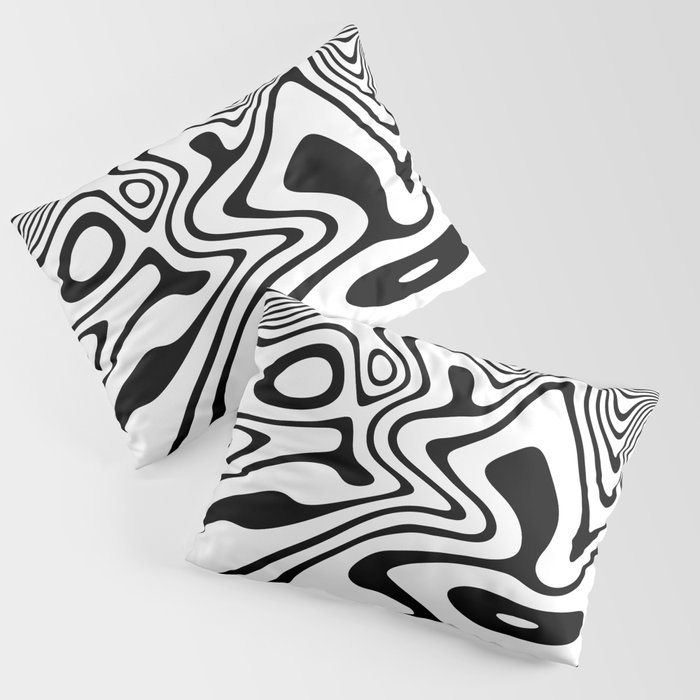 Organic Shapes And Lines Black And White Optical Art Pillow Sham