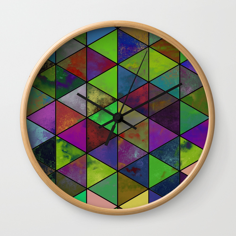 Textured Triangulation Abstract Geometric Triangles Wall Clock By Printpix Society6