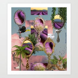 Lavender Reflections Art Print | Palms, Nature, Digital, Snake, Animal, Clouds, Funky, Australia, Jungle, Graphicdesign 
