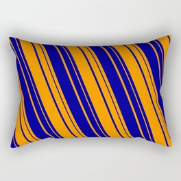 [ Thumbnail: Dark Orange and Dark Blue Colored Lines Pattern Rectangular Pillow ]