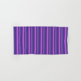 [ Thumbnail: Orchid and Dark Slate Blue Colored Lines Pattern Hand & Bath Towel ]