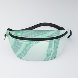Teal Mint Green Sparkly Sequin Smoky Marble Fanny Pack