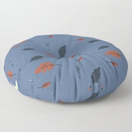 Blue Navy Autumn Leaves Floor Pillow