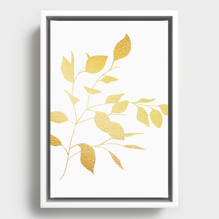 Gold Leaves Framed Canvas