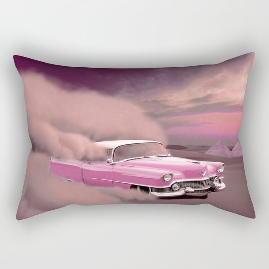 A pink cadillac and the Giza Pyramids Rectangular Pillow