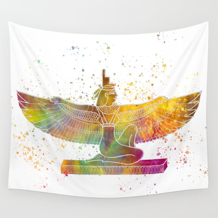 Egyptian goddess isis in watercolor Wall Tapestry