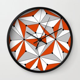 Abstract geometric pattern - orange, gray and white. Wall Clock