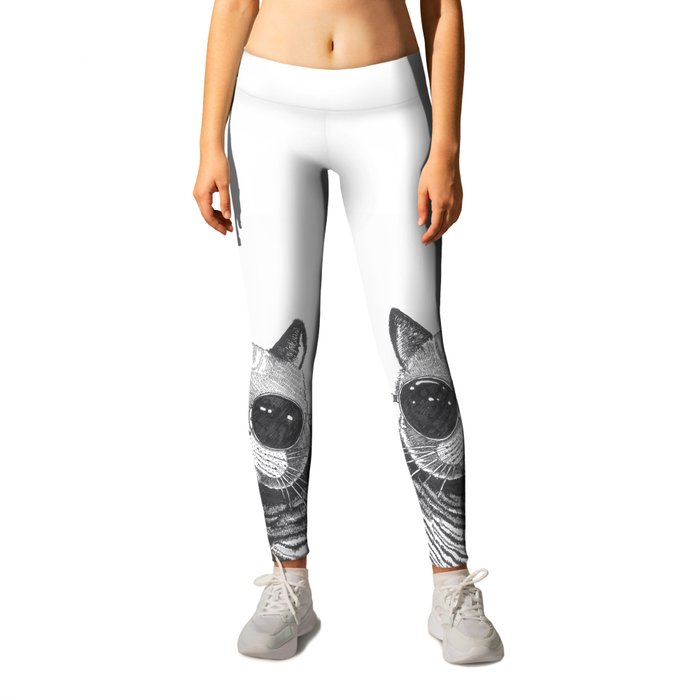 cool cat Leggings by Polkip | Society6