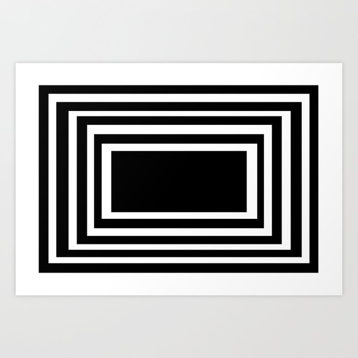 Black and White Geometric Rectangle Stripes Art Print