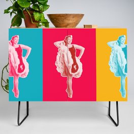 Modern retro: Vintage ballet photo modernized with bright pop art colors (dancer Olga Morosova, 1940)  Credenza