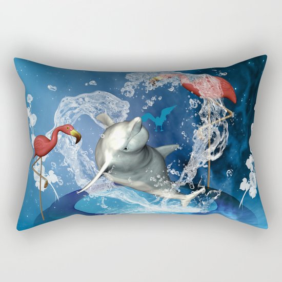 Dolphin jumping by a heart Rectangular Pillow