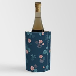 Pastel blue and pink roses on midnight blue background Wine Chiller