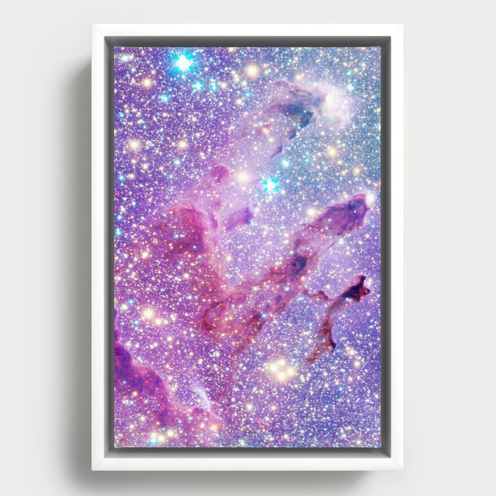 Eagle Nebula Pillars of Creation Pink Purple Turqouise Framed Canvas
