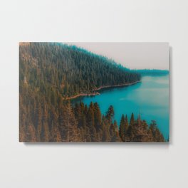 Pine tree and lake view at Emerald Bay Lake Tahoe California USA Metal Print