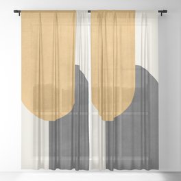 Halfmoon Colorblock - Gold Charcoal Sheer Curtain